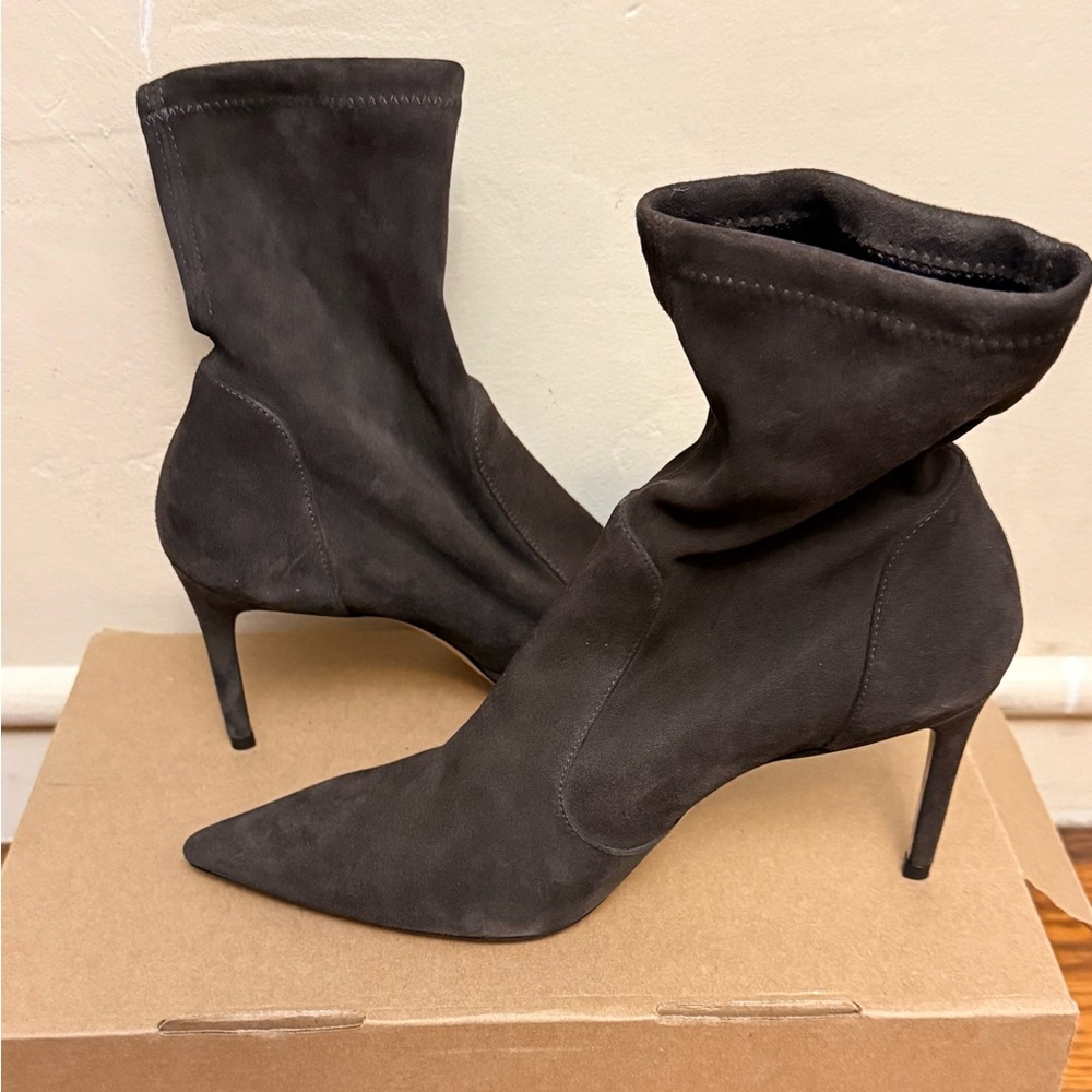 Stuart Weitzman Dark Gray Heeled Boots - Picture 3 of 4